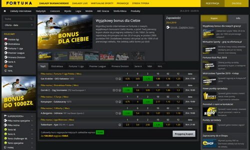 strona internetowa bukmachera Fortuna
