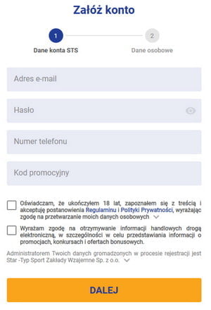 Rejestracja w STS jest bardzo prosta i przebiega intuicyjnie. Co ważne, aby rozpocząć grę wystarczy założyć konto tymczasowe, a więc nie trzeba przesyłać skanu dowodu osobistego STS - rejestracja