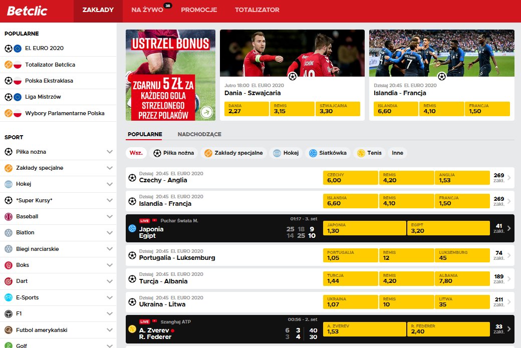 strona internetowa bukmachera Betclic