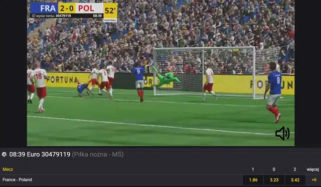 Wirtualne Sporty w Fortunie - mecz MŚ w piłce nożnej Francja-Polska.