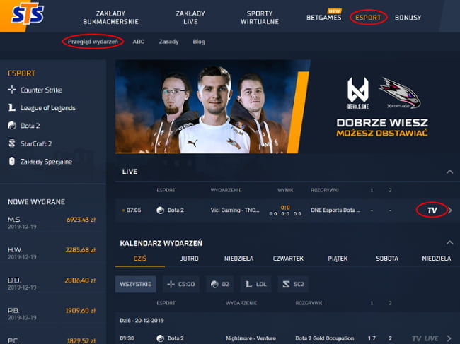 Obstawianiu meczy e-sportowych w STS również często towarzyszy możliwość oglądania transmisji na żywo E-sporty w STS