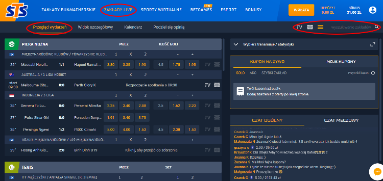 Obstawianie meczy na żywo w STS ułatwiają wizualizacje na match trackerze lub transmisje meczów live zakłady na żywo w STS