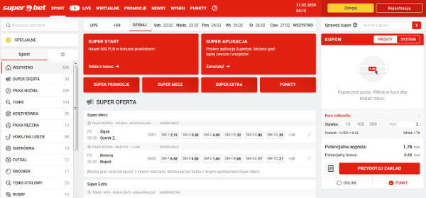 Na stronie bukmachera Superbet można już zawierać zakłady sportowe przedmeczowe, na żywo i zakłady na sporty wirtualne bukmacher Superbet online