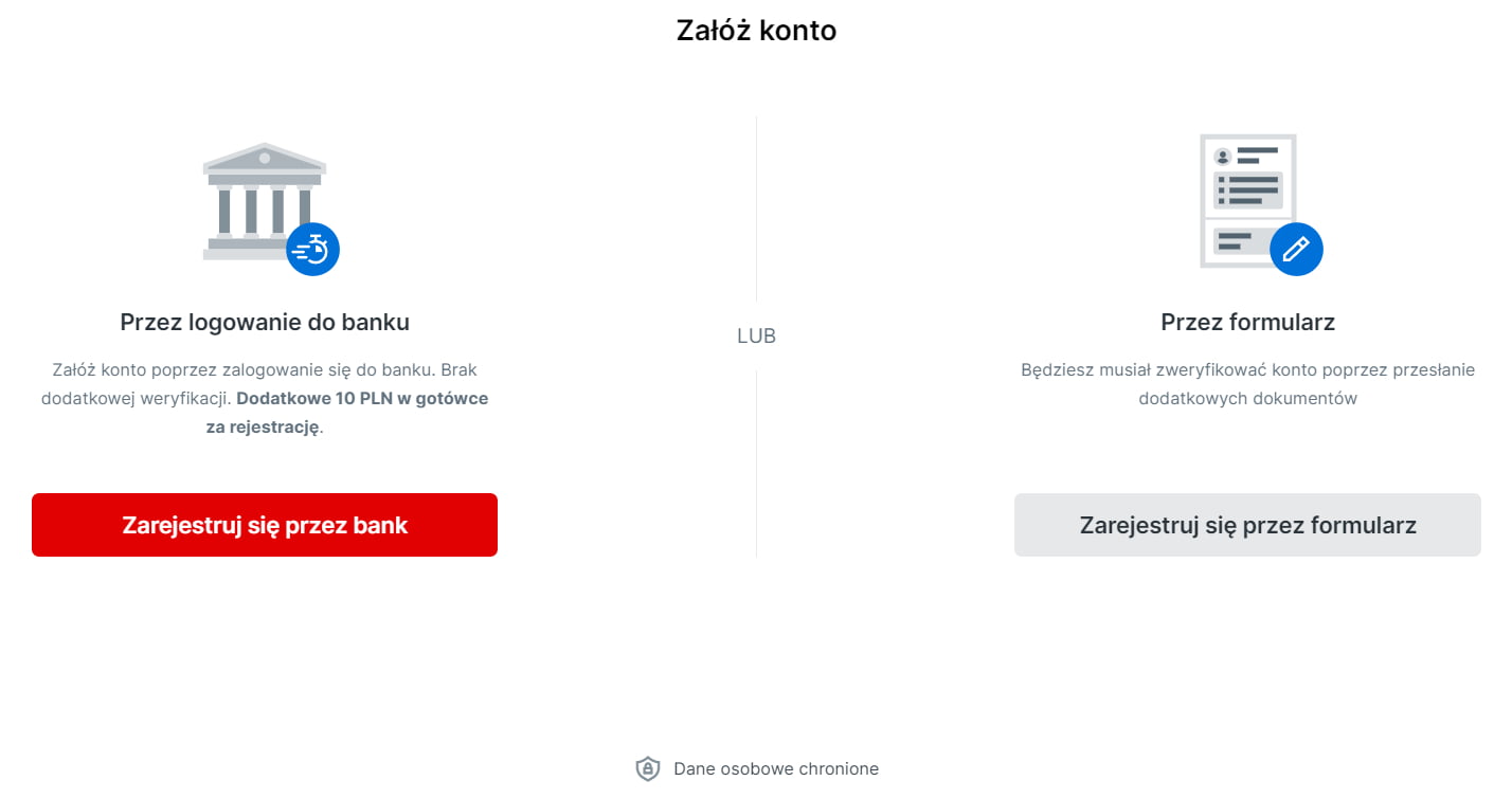 Rejestracja w Superbet - przez mojeID (logowanie do banku) lub formularz online
