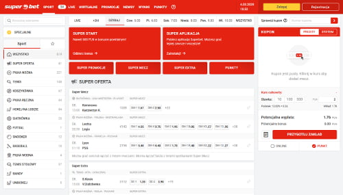 Strona internetowa bukmachera Superbet