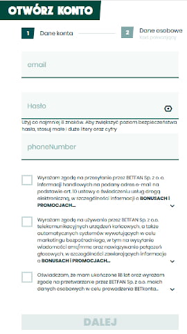 Szybka rejestracja w BetFan zajmuje tyllko kilka minut legalni bukmacherzy - rejestracja