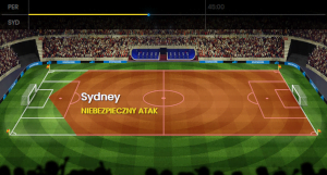 Grając live, można śledzić przebieg meczu np. na match trackerze - tu wizualizacja w BetFan Zakład live - match tracker w BetFan