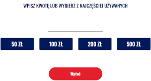 W Etoto najpierw należy ustalić wysokość wpłaty, a dopiero później wybrać metodę płatności Wpłata kartą w Etoto