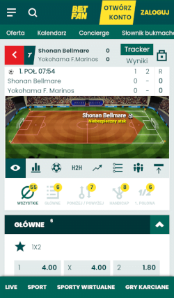Aplikacja Betfan to obszerne statystyki i wyniki na żywo Aplikacja bukmacherska Betfan - match-tracker