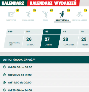Kalendarz wydarzeń pozwala precyzyjnie sprawdzić, jaka jest w Betfan oferta na dziś, jutro czy kolejne dni, jeśli chodzi o zakłady live Betfan - oferta na jutro live