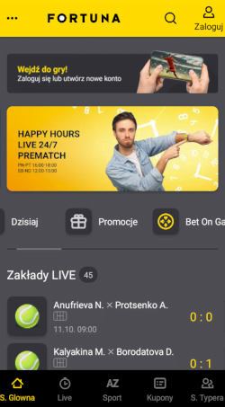 Aplikacja bukmacherska Fortuny jest prosta i bardzo intuicyjna Aplikacja bukmacherska Fortuny