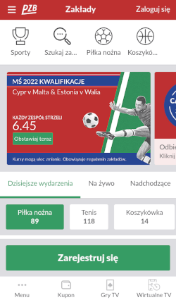 W aplikacji PZBuk postawimy każdy zakład dostępny na stronie desktopowej bukmachera + zakłady Kardio Aplikacja bukmacherska PZBuk