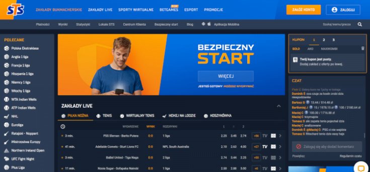 W STS oferta zakładów bukmacherskich dotyczy kilkudziesięciu sportów, a także sportów wirtualnych i gier karcianych STS - oferta