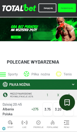 Aplikacja bukmacherska Totalbet umożliwia grę bez podatku w ramach specjalnej promocji Aplikacja bukmacherska Totalbet