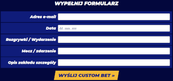 Żeby zgłosić zakład własny w eWinner, wystarczy wypełnić krótki formularz eWinner - oferta Custom Bet