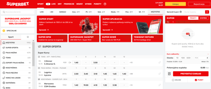 Oferta Superbet to mnóstwo zakładów, wysokie kursy i profitowe bonusy Superbet - oferta
