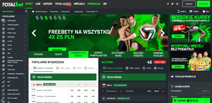 W Totalbet oferta zakładów dostępna jest na łatwej w obsłudze stronie internetowej Totalbet - oferta online