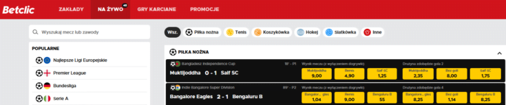 W Betclic oferta na dziś zamieszczonea jest na podstronie  Betclic - oferta na dziś live
