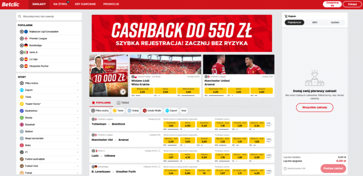 Oferta Betclic to bogate zakłady bukmacherskie na piłkę nożną i mnóstwo innych sportów Betclic - oferta online