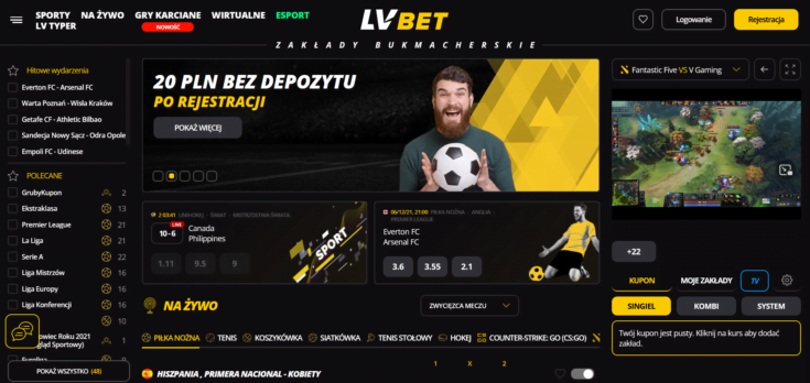 Oferta LVBet umożliwia typowanie wyników rywalizacji sportowej, sportów wirtualnych i gier karcianych LVBet - oferta online