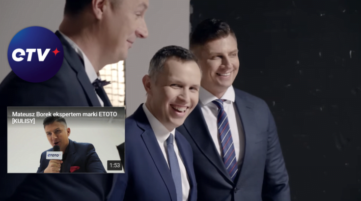 Nawiązaniu współpracy przez Mateusza Borka, Romana Kołtonia i Tomasza Hajto z eToto towarzyszyło stworzenie spotu promocyjnego Mateusz Borek, Roman Kołtoń i Tomasz Hajto - reklama eToto