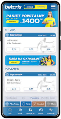 Aplikacja mobilna Betcris jest wyjątkowo przejrzysta i intuicyjna Betcris - aplikacja mobilna