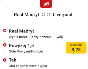 W aplikacji Betclic na stronie głównej wyświetlają się też propozycje gotowych zakładów MyCombi Betclic - aplikacja i MyCombi