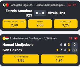 Jeśli dla danego meczu dostępna jest w Betclic TV transmisja, wyświetla się przy nim czerwona ikonka ekranu Betclic - aplikacja i transmisje