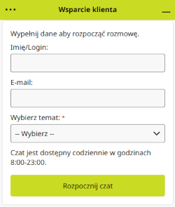 Wsparcie klienta w GOBET - czat dostępny jest codziennie od 8:00 do 23:00