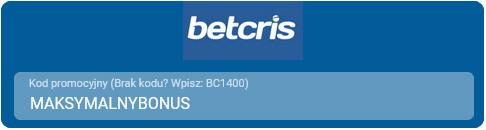 Kod promocyjny należy wpisać w formularzu podczas zakładania konta gracza u bukmachera Betcris Betcris kod promocyjny