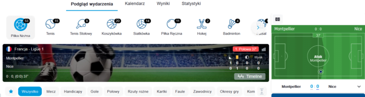 W Betcris match tracker nie zabiera dużo miejsca Match tracker u bukmachera Betcris