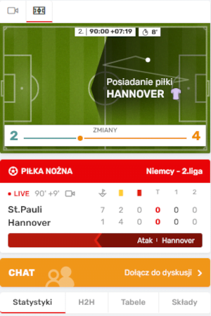 W Superbet gracz może jednocześnie śledzić match tracker i statystyki Match tracker u bukmachera Superbet