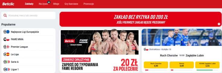 Bukmacher Betclic jako oficjalny sponsor ma wyłączność na oferowanie zakładów na Fame MMA Fame MMA - bukmacher Betclic