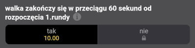 Kursy na to, że walka Clout MMA zakończy się w pierwszych 60 sekundach są wysokie Clout MMA - zakłady bukmacherskie na 1.rundę