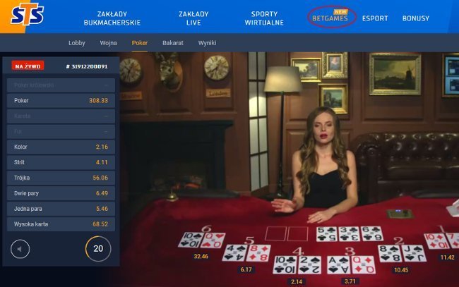 Zakłady bukmacherskie BetGames w STS to możliwość obstawiania wyników 3 gier karcianych zakłady BetGames w STS