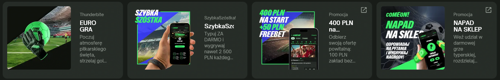 ComeOn oferuje promocje dla nowych i stałych graczy ComeOn - bonusy