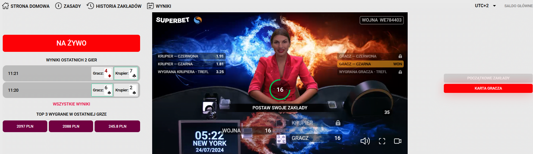 Zakłady na gry w karty w Superbet