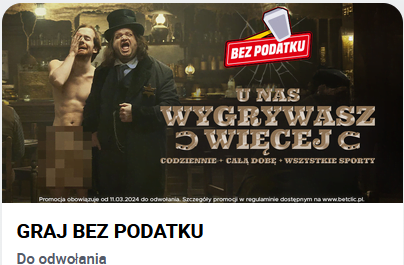 Obstawianie bez podatku może być bardzo atrakcyjne, jeśli bukmacher nie nakłada na promocję większych ograniczeń - tu gra bez podatku w Betclic Zakłady bukmacherskie bez podatku - Betclic