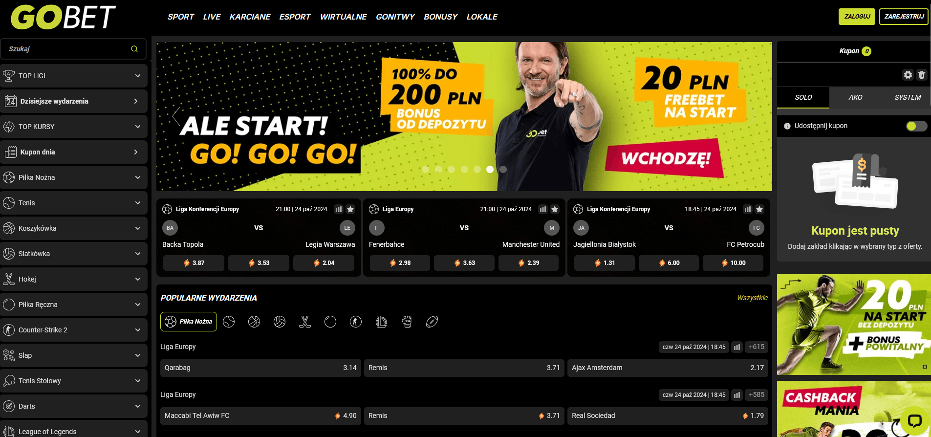 Na platformie GOBET oferowane są bardzo róznorodne zakłady bukmacherskie Oferta GOBET - strona internetowa