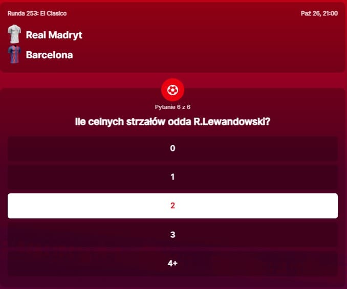 SuperGame w Superbet - typ bukmacherski na 253. rundę (Real Madryt - FC Barcelona)