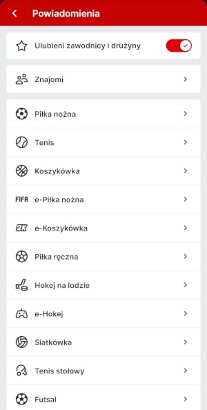 W aplikacji Superbet można określić, jakie powiadomienia bukmacher ma przesyłać, a jakich nie Aplikacja Superbet - powiadomienia push