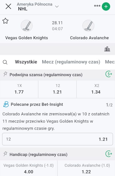 Aplikacja Betcris - opcja Bet-Insight