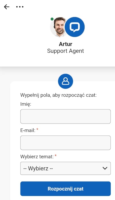 Aplikacja mobilna ETOTO - czat na żywo z konsultantem