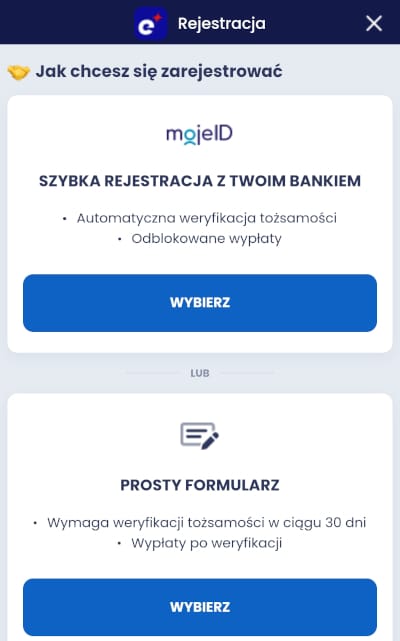 Aplikacja mobilna ETOTO - rejestracja konta gracza