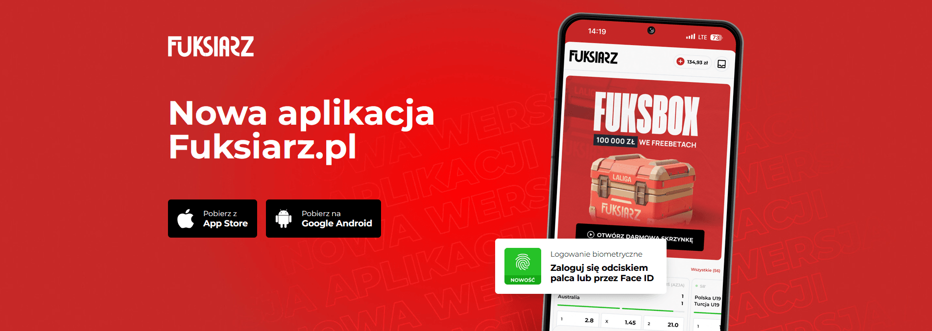 Nowa aplikacja mobilna Fuksiarza posiada nowoczesne opcje np. logowanie biometryczne Nowa aplikacja mobilna Fuksiarz