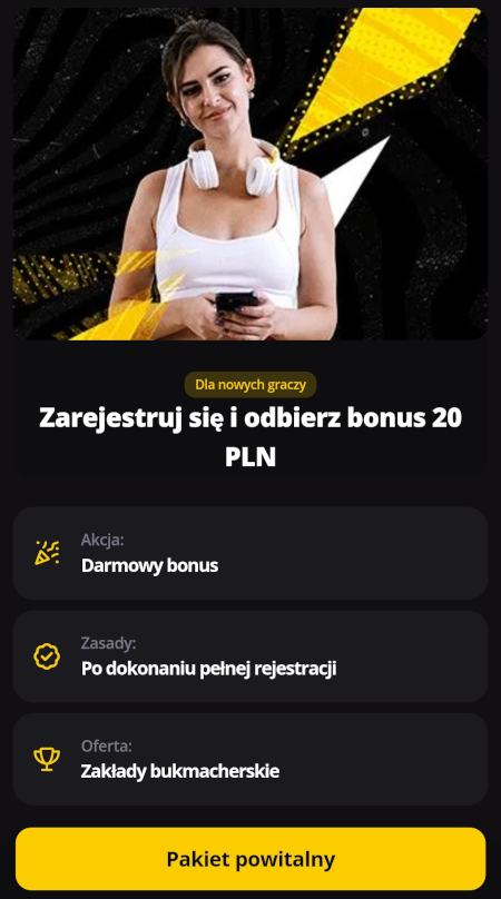 W pakiecie powitalnym LV BET jest m.in. darmowy zakład za pełną rejestrację konta Aplikacja mobilna LV BET - bonus powitalny