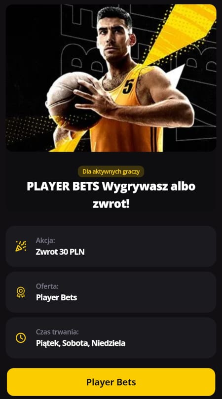 Obstawiając zakłady Player Bets, możesz korzystać ze specjalnej promocji  Aplikacja mobilna LV BET - bonus na Player Bets