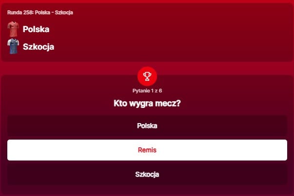 SuperGame w Superbet - typ bukmacherski na 258. rundę (Polska - Szkocja)