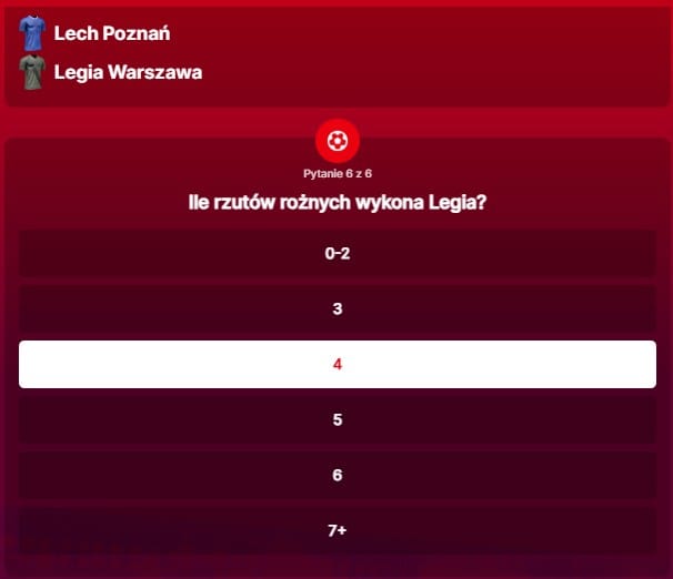 SuperGame w Superbet - typ bukmacherski na 256. rundę (Lech Poznań - Legia Warszawa)