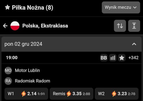 Oferta na Ekstraklasę GOBET jest często najszersza w Polsce Aplikacja mobilna GOBET - oferta na Ekstraklasę